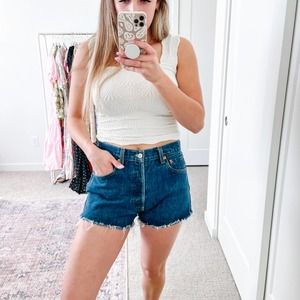 LEVI'S‎ Dark Blue 501 Cut Off Shorts